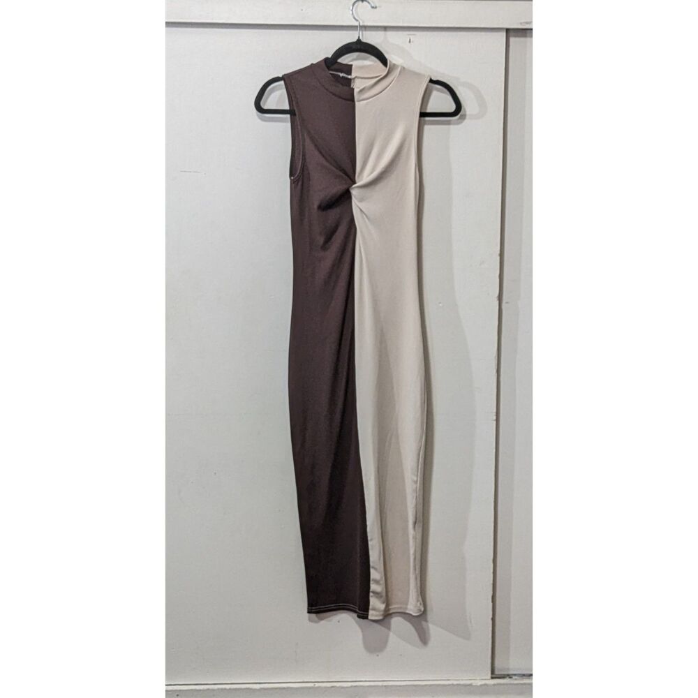 SHEIN two toned ribbed mock neck dress M - Picture 2 of 5